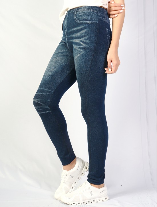 High Waist Denim Style Stretchy Legging (Fleece Lined)